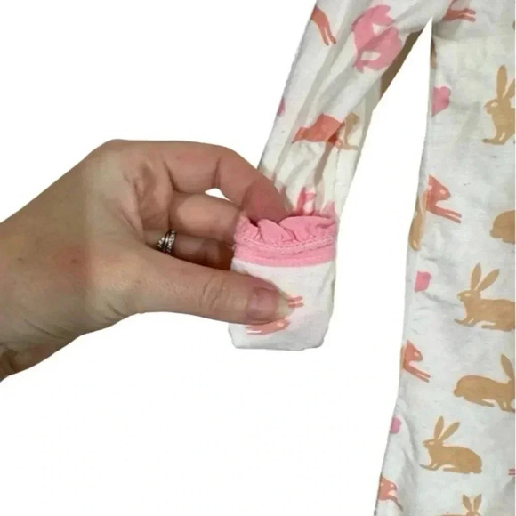 KicKee Pants Bamboo Footie Snaps One Piece Pajamas Bunny Rabbits Ruffle Easter - Picture 3 of 6